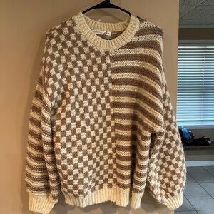 Altard State Checkered and Striped Sweater